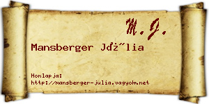 Mansberger Júlia névjegykártya